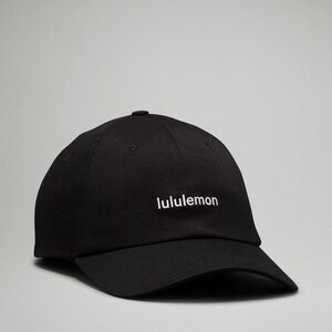 Lululemon black hat with white lettering